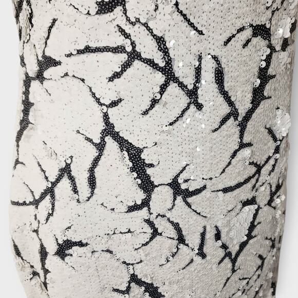 Lucy In The Sky White Black Sequins Abstract Backless Mini Dress Sz Large Party - Picture 5 of 11